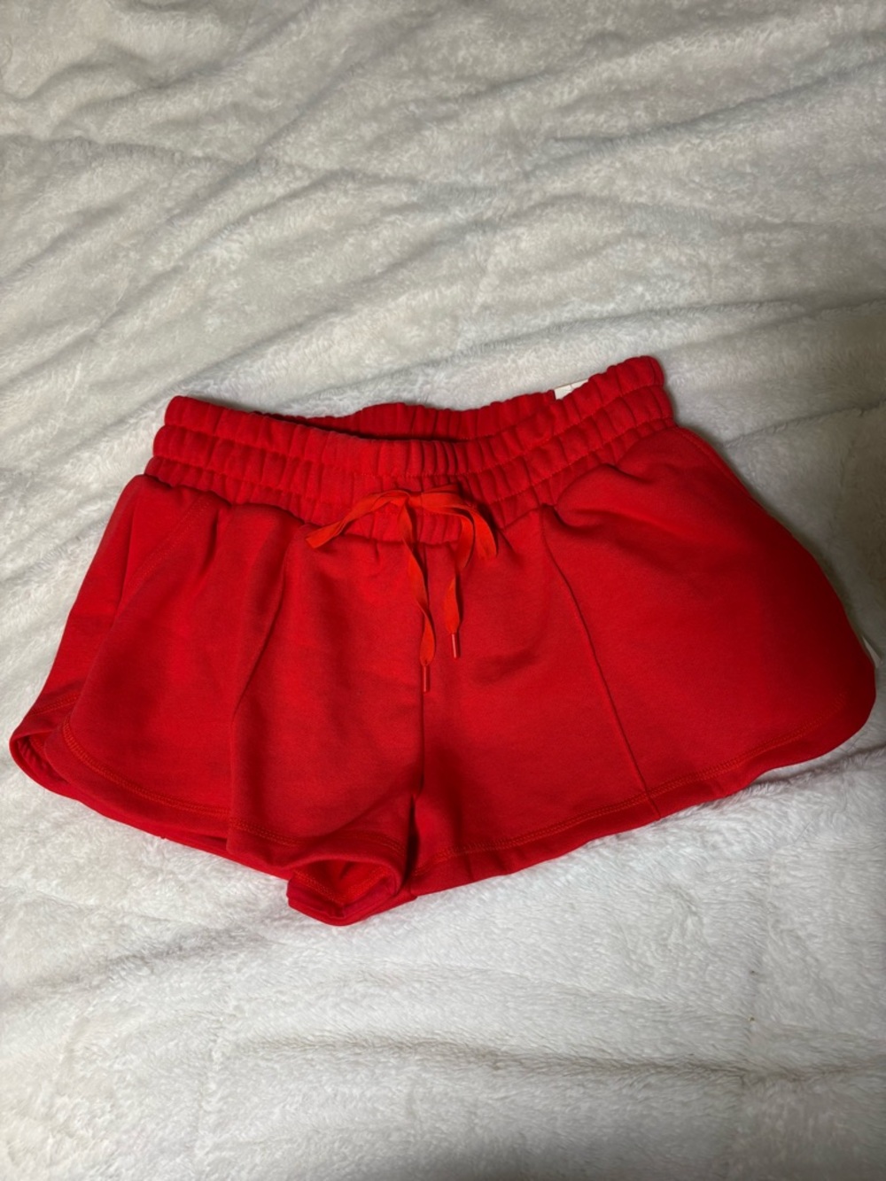 Women’s Red Athletic Shorts with Elastic Waistband